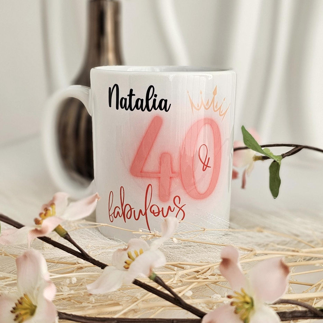Personalised 40th Birthday Mug - Custom Name Gift for Her
