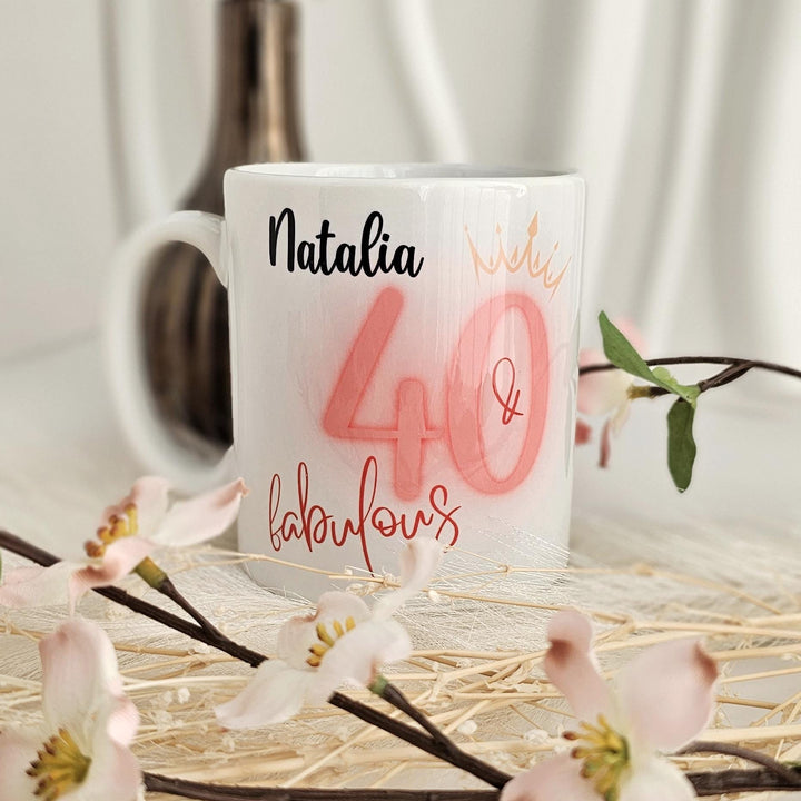 Personalised 40th Birthday Mug - Custom Name Gift for Her