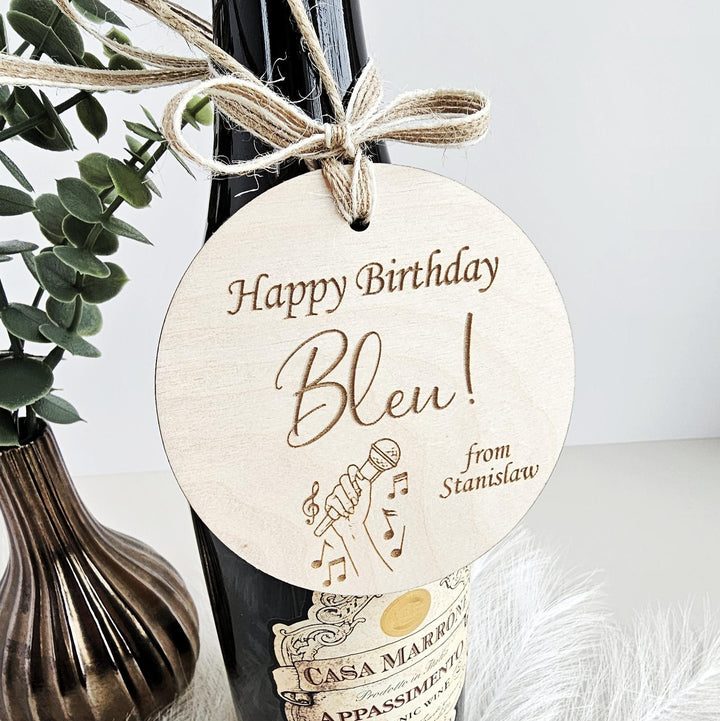Personalised Wooden Gift Tag: Rustic Keepsake for Singer, Music Lover