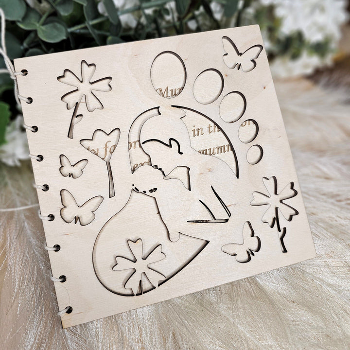 Personalised Mother’s Day Wooden Card with Footprint Cutout – Unique Gift for First Time Moms, New Mums, and Grandmothers