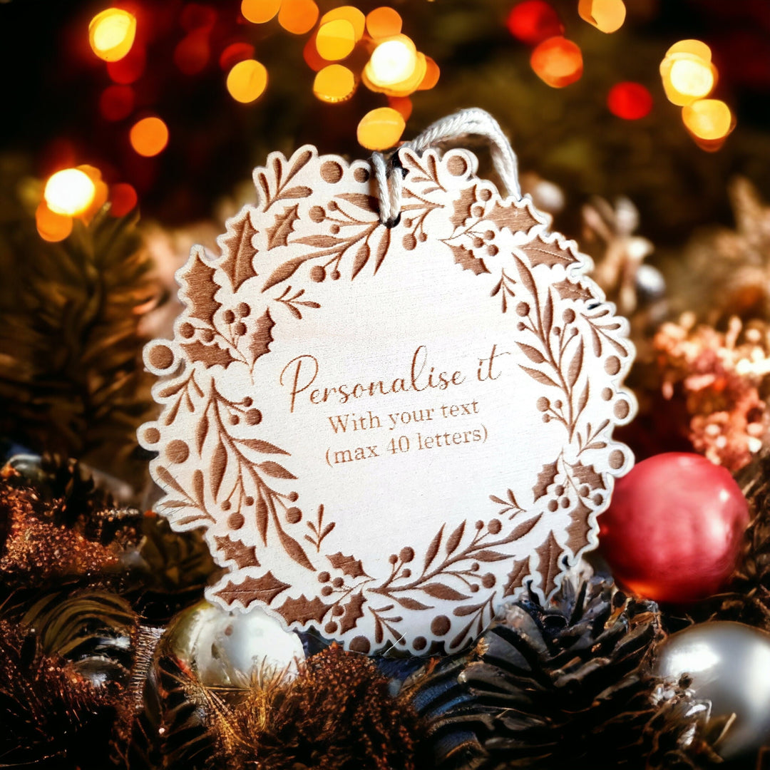 Personalised Wooden Christmas Bauble - Family Decoration for New Home Engagement or First Marriage