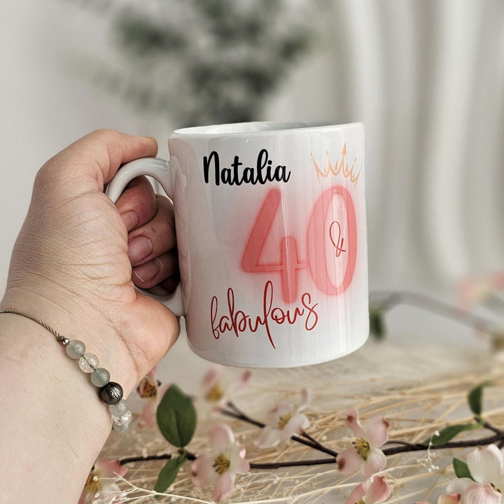 Personalised 40th Birthday Mug - Custom Name Gift for Her