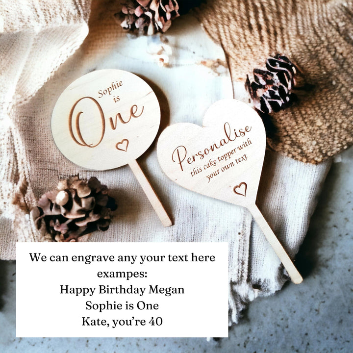Personalised Wooden Cake Topper - Birthday, Weddings, Anniversary, Baptism, First Holy Communion