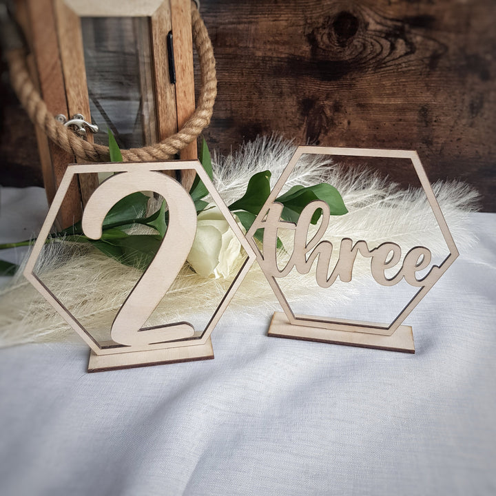 Rustic Hexagon Wooden table numbers, Unique Wedding Table Numbers, Wooden Table decoration, Rustic table décor