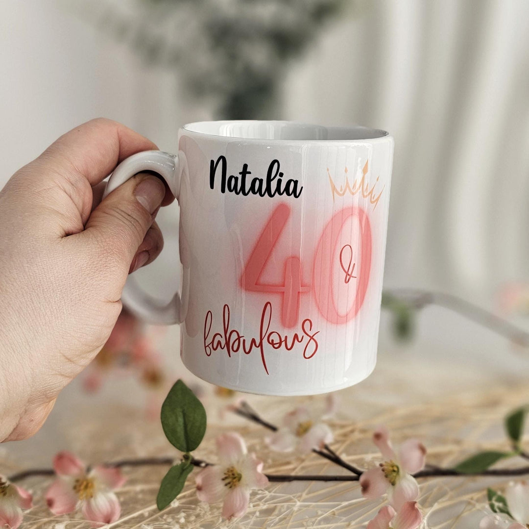 Personalised 40th Birthday Mug - Custom Name Gift for Her