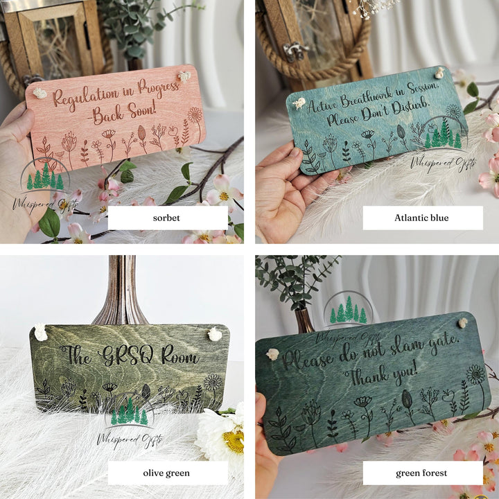 Handmade Personalised Rustic Wooden Plaque - Floral Design - Laser Engraved - Perfect for Bedroom Doors, Offices & More