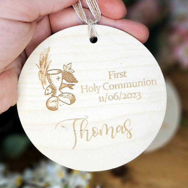 Personalised First Holy Communion Keepsake - Wooden Rustic Gift - Pamiatka Pierwszej Komunii Swietej - Baptism Christening Confirmation