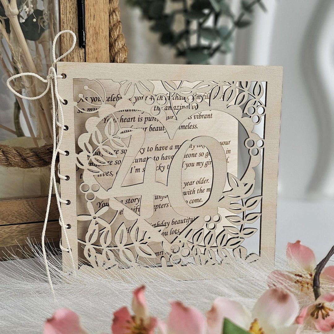 Personalised Wooden Birthday Card: Heart of Flowers Keepsake Gift