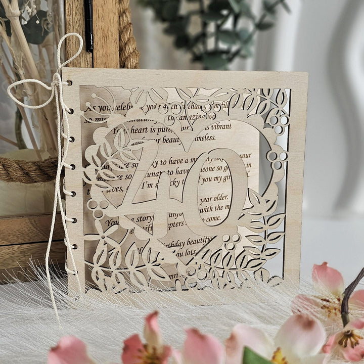 Personalised Wooden Birthday Card: Heart of Flowers Keepsake Gift