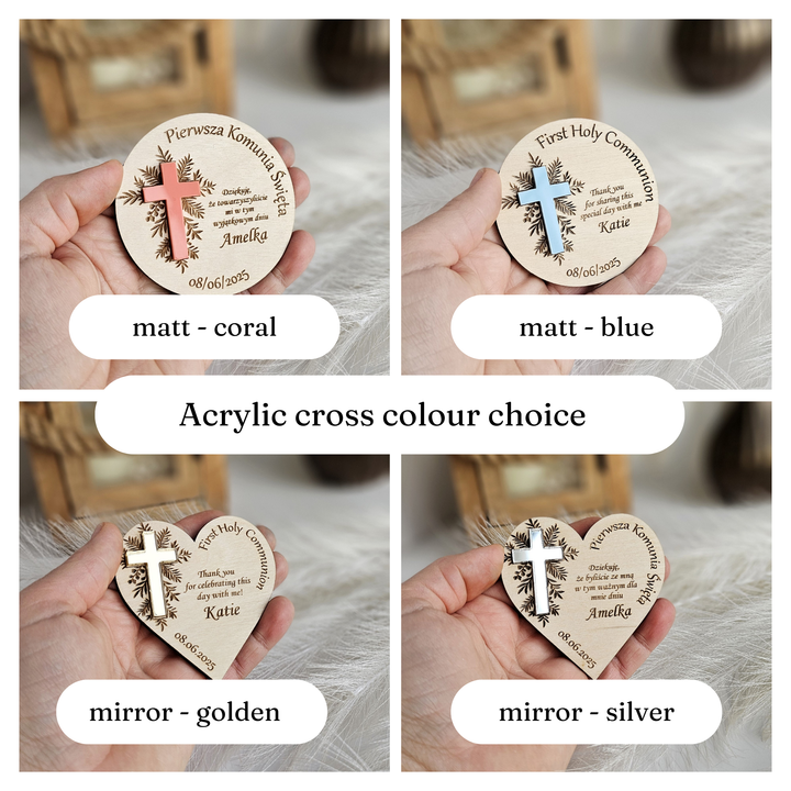 Personalised First Holy Communion Thank You Favors - Baptism, Christening, Naming Day, Confirmation Gift - Wooden Keepsake Favor Magnets