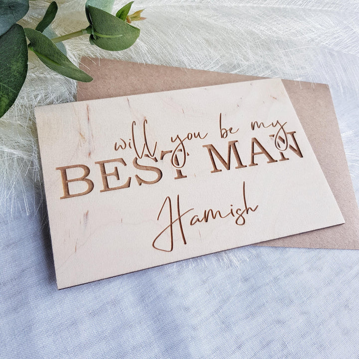 Best Man Wooden Card - Personalised Wedding Proposal Keepsake - Will you be my Usher