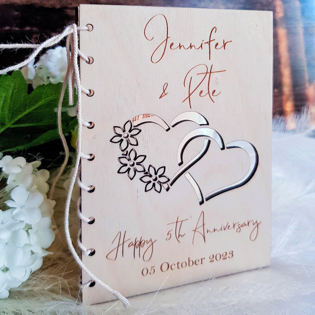 Personalized Wooden Anniversary Card - Rustic Keepsake Gift for Couples