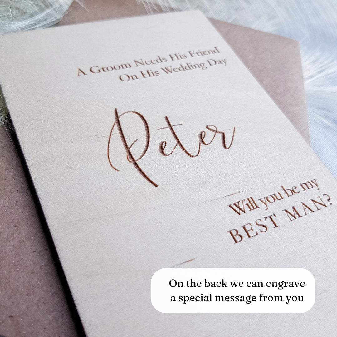 Best Man Wooden Card - Personalised Wedding Proposal Keepsake - Will you be my Usher