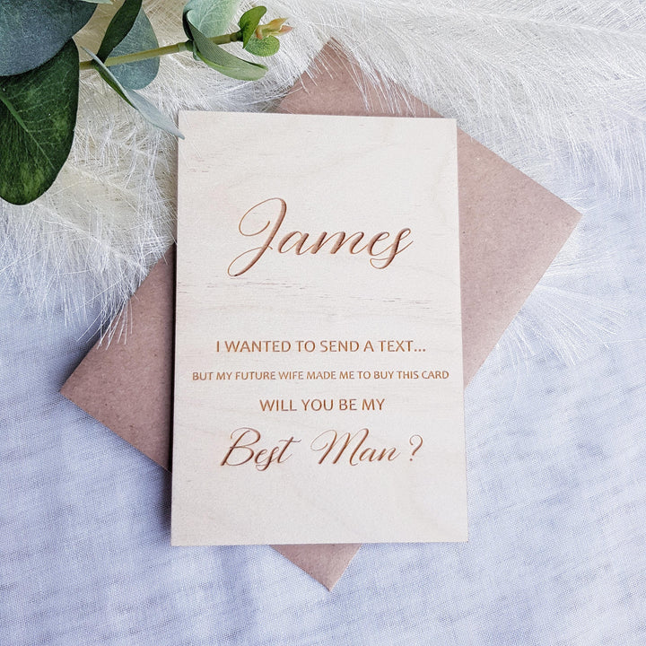 Best Man Wooden Card - Personalised Wedding Proposal Keepsake - Will you be my Usher
