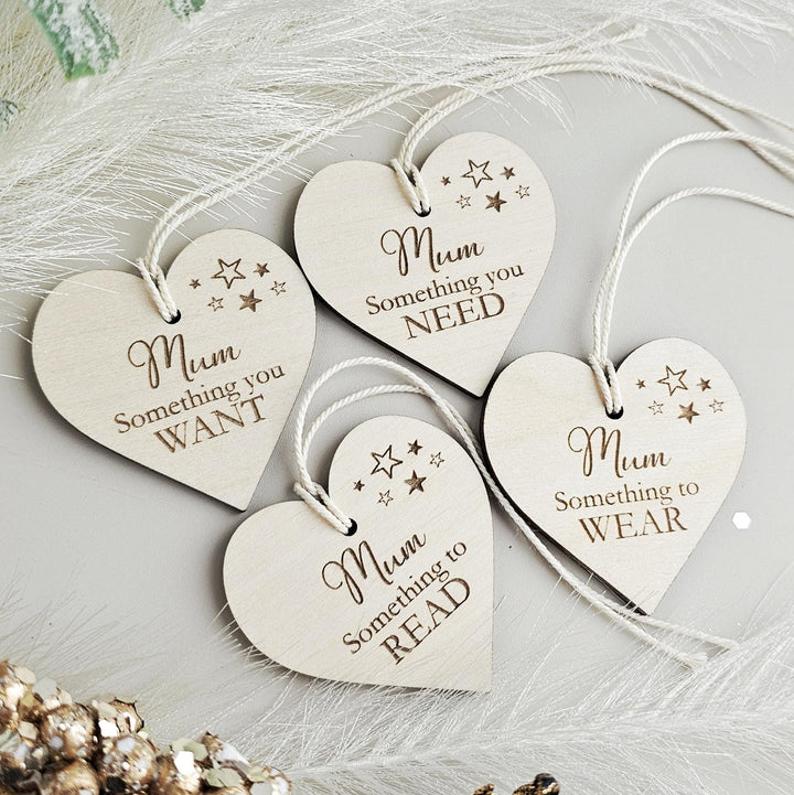 Personalised Rustic Christmas Gift Tags - Want Wear Need Read