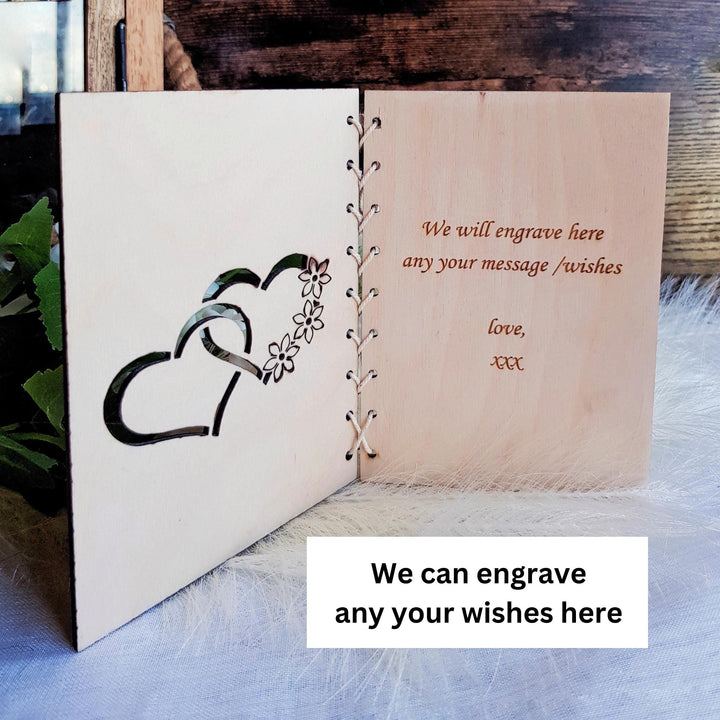Personalized Wooden Anniversary Card - Rustic Keepsake Gift for Couples