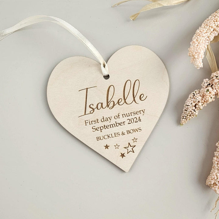 Personalised First Day of School Keepsake - Engraved Wooden Gift Tag Ornament