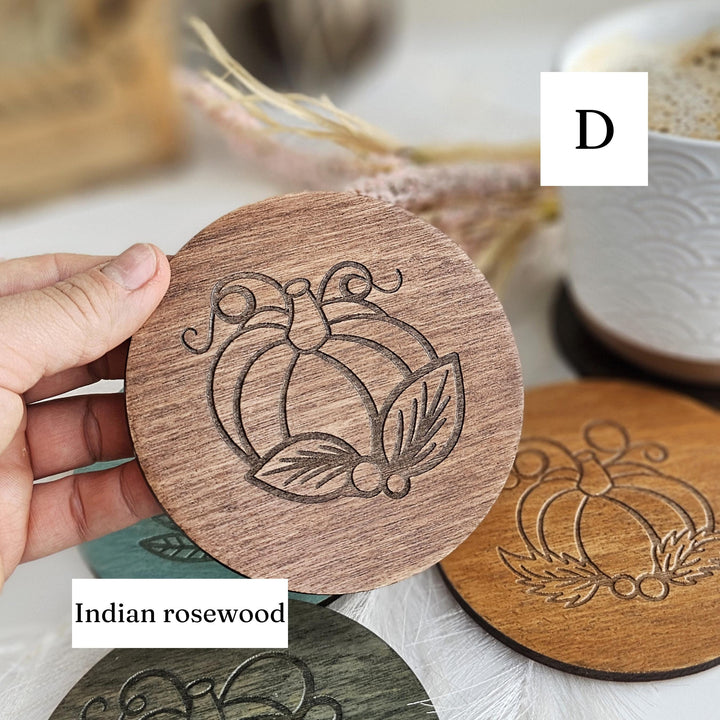 Autumn Pumpkin Wooden Coaster - Cosy Fall Drink Coaster, Decorative Halloween Table Decor, Handmade Gift Idea