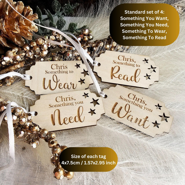 Personalised Wooden Christmas Gift Tags - Sustainable Reusable Holiday Present Idea