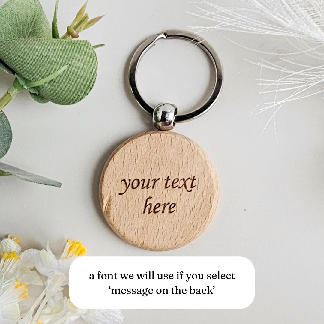 Personalized Wooden Keyring for Teachers - Best Teacher Ever with Custom Message - Perfect End of Term Gift