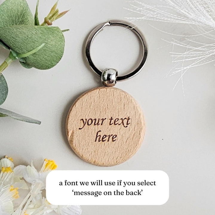 Personalized Wooden Keyring for Teachers - Best Teacher Ever with Custom Message - Perfect End of Term Gift
