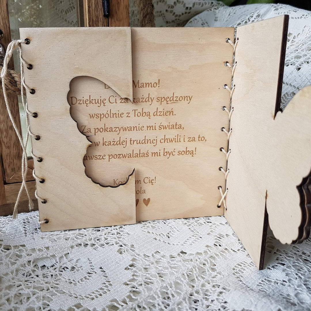 Boho Butterfly Card - Personalised Wooden Gift - Rustic Keepsake