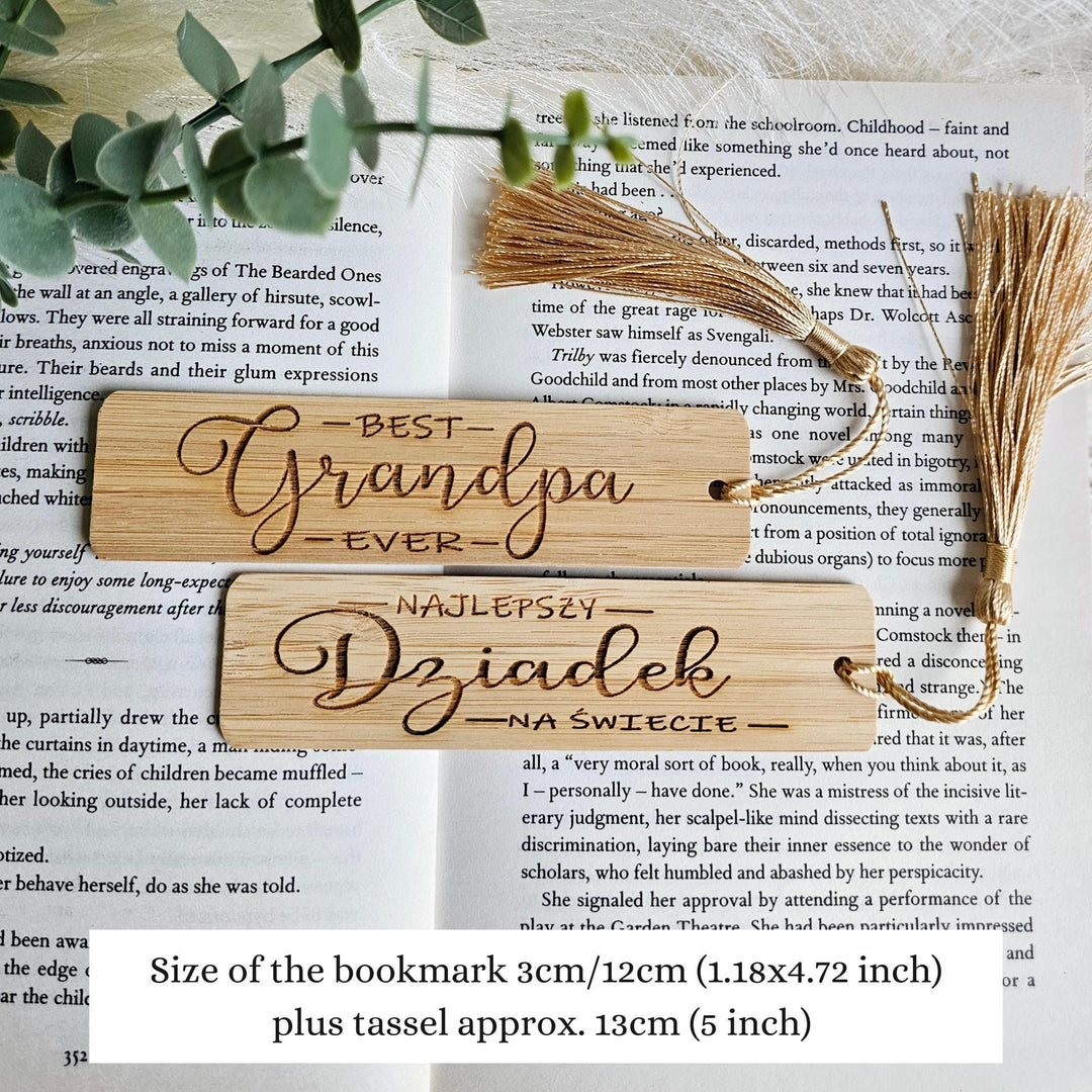 Personalised Wooden Bookmark – Eco Friendly Bamboo Gift with Golden Silky Tassel
