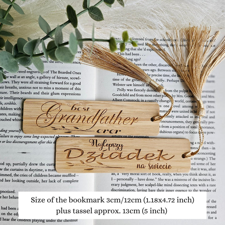 Personalised Wooden Bookmark - Eco Friendly Bamboo Reading Accessory With Golden Tassel