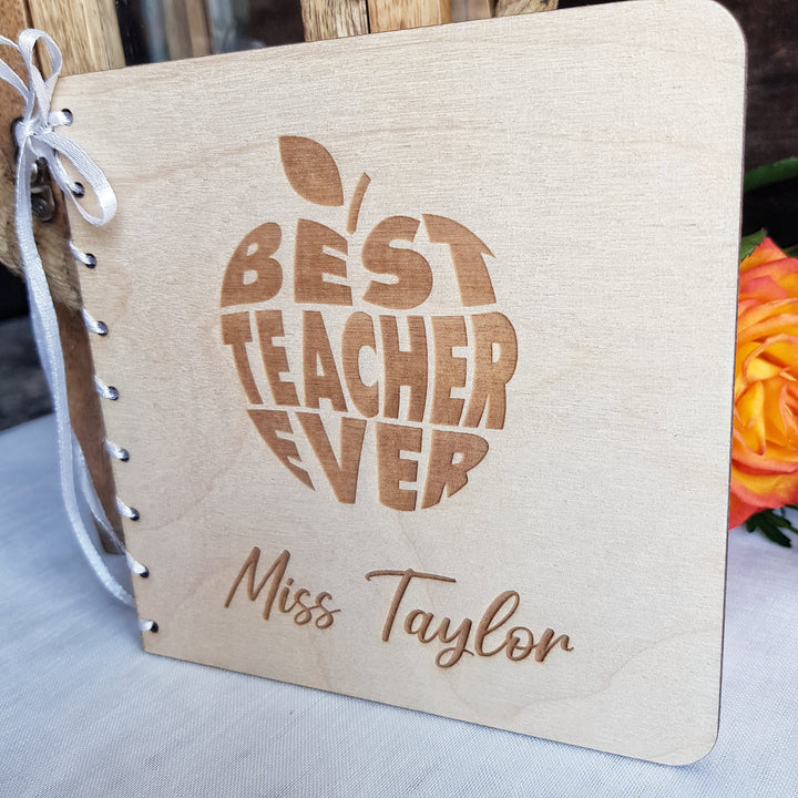 Personalized Best Teacher Ever Card - Custom Wooden Graduation Keepsake for End of Term Thank You