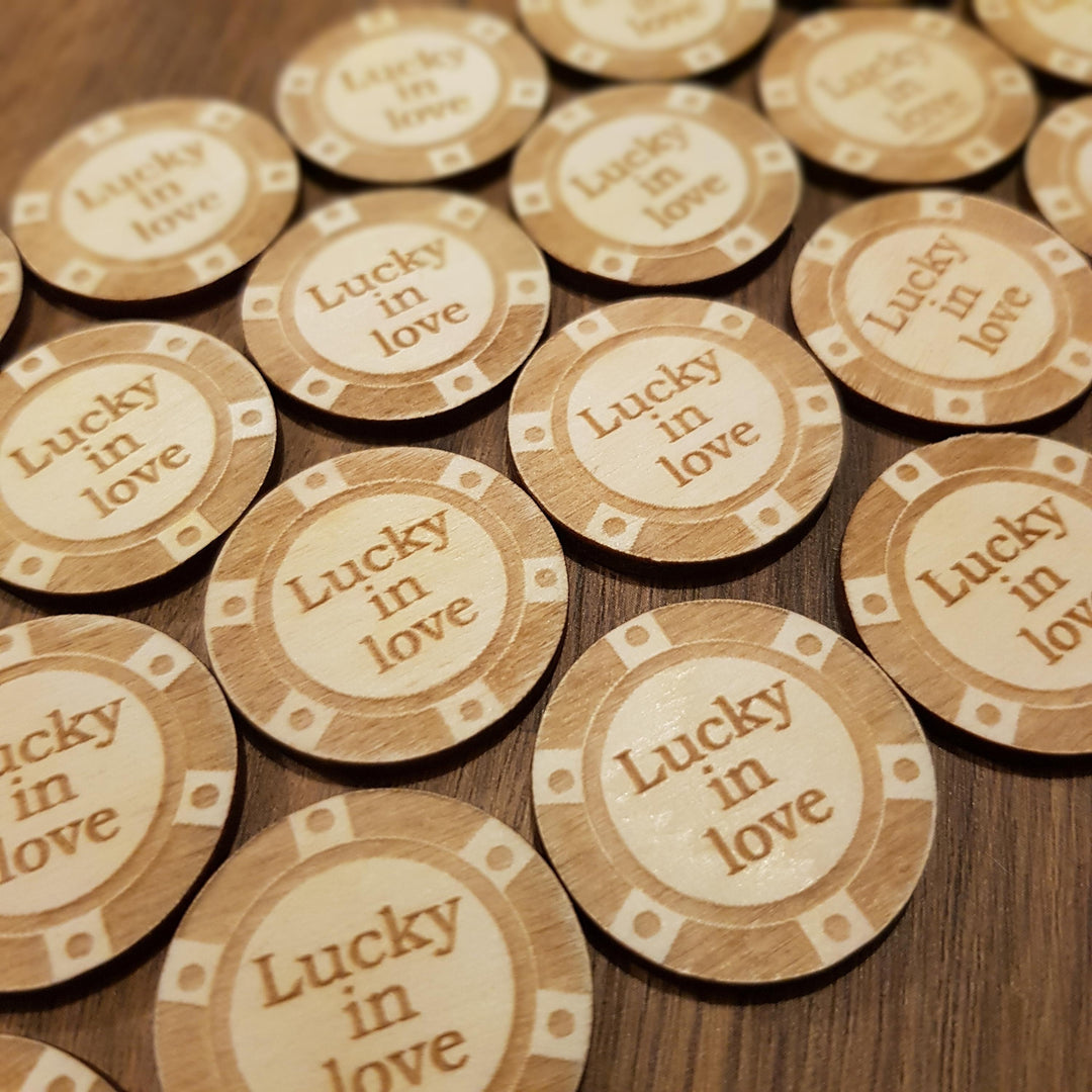 Casino chip tokens | round wooden Discs 30/40mm | set of 10
