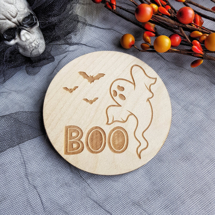 Personalised Wooden First Halloween Disc - Cute Photo Prop for Babys First BOO