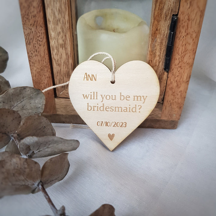 Personalised Will You Be My Bridesmaid Plaque, Bride Squad Proposal Ornament, Wooden Rustic Keepsake, Maid of Honour, Flower Girl