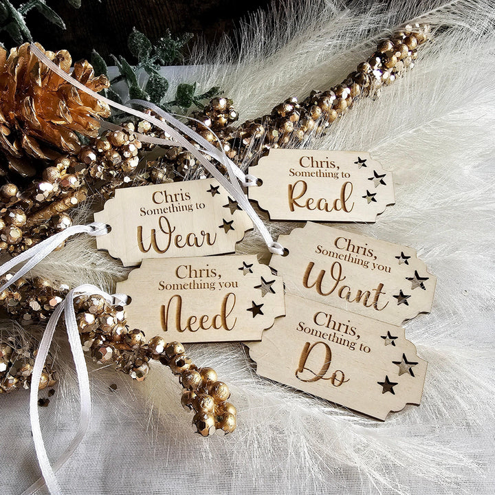 Personalised Wooden Christmas Gift Tags - Sustainable Reusable Holiday Present Idea