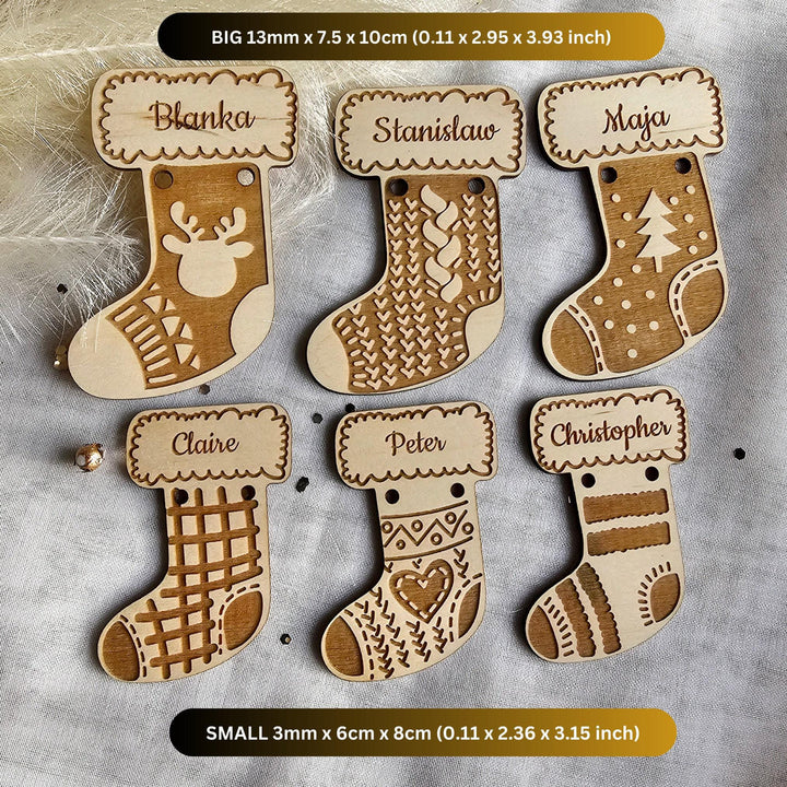 Personalised Wooden Christmas Stocking Tag - Custom Xmas Gift Tag