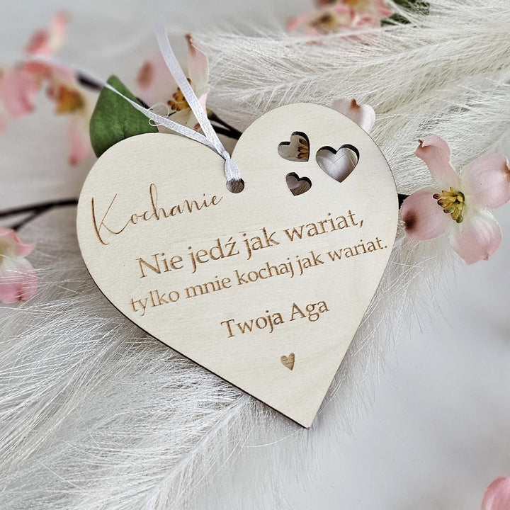 Personalized Wooden Car Mirror Pendant - Custom Driving Partner Gift