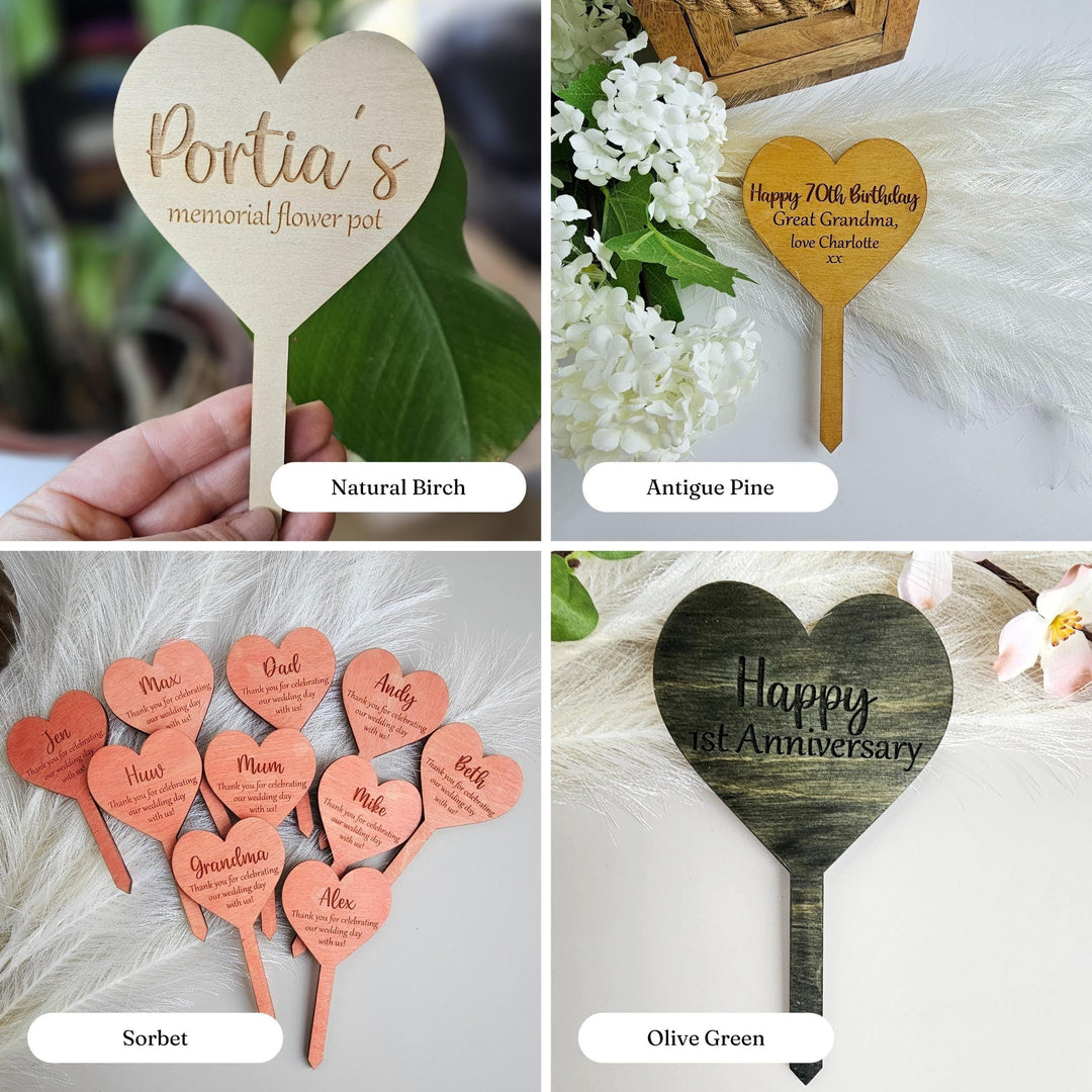 Personalised Wood Plant Tag - Custom Engraved Eco Plant Label | Rustic Wooden Gift Tags