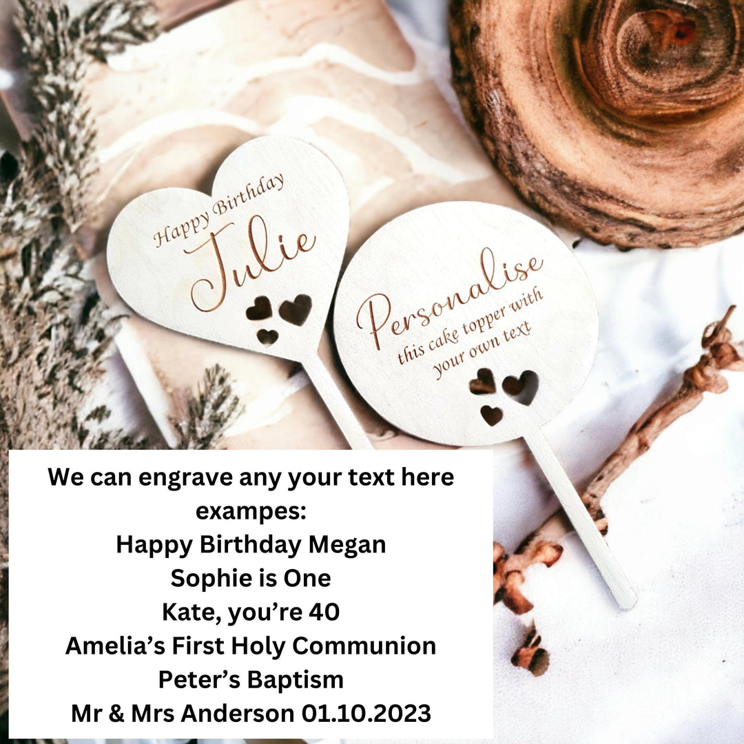 Personalised Cake Topper - Wooden Decoration - Birthday, Weddings, Anniversary, Baptism, First Holy Communion
