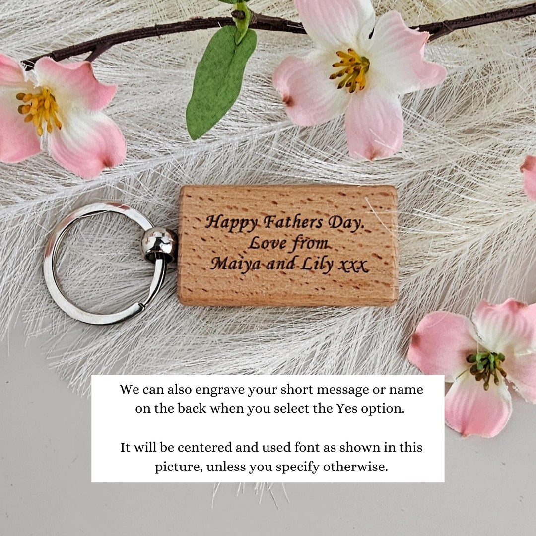 Wooden Keyring Best Dad Ever Keychain - Father's Day Birthday Gift - Dad Daddy Pa Papa Pops Present, Personalised Message on the Back