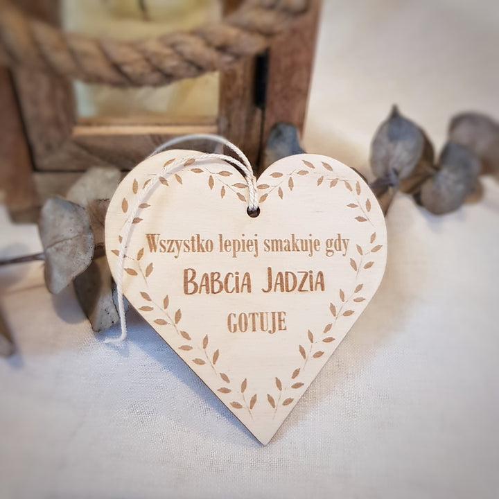 Wooden Plaque for Polish Grandmother's and Grandfather's Day - Dzien Babci i Dziadka Wszystko lepiej smakuje gdy Babcia / Dziadek gotuje