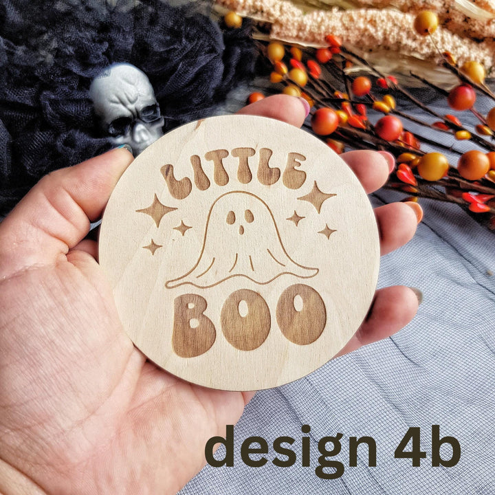 Personalised Wooden Halloween Disc - Cute Photo Prop for Babys First Halloween
