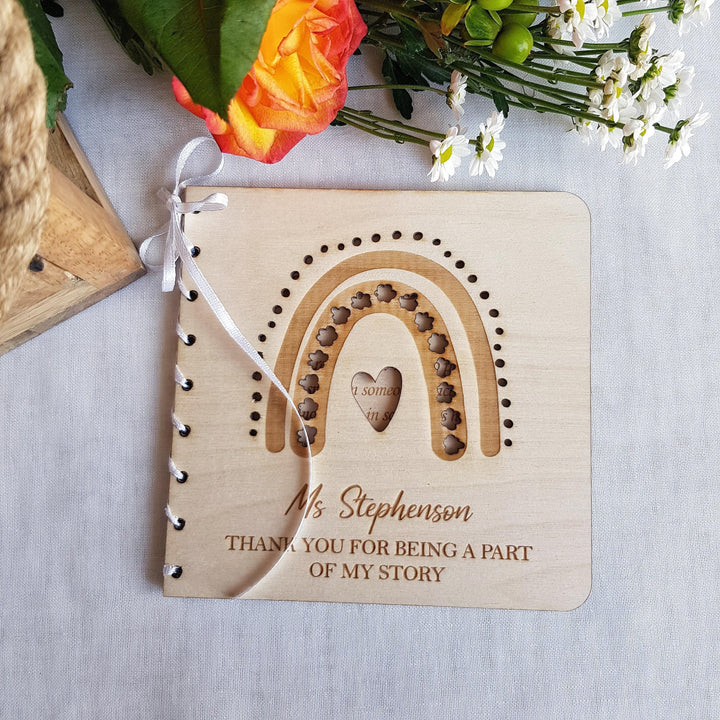 Personalized Wooden Rainbow Card for Teachers - End of School Keepsake Gift