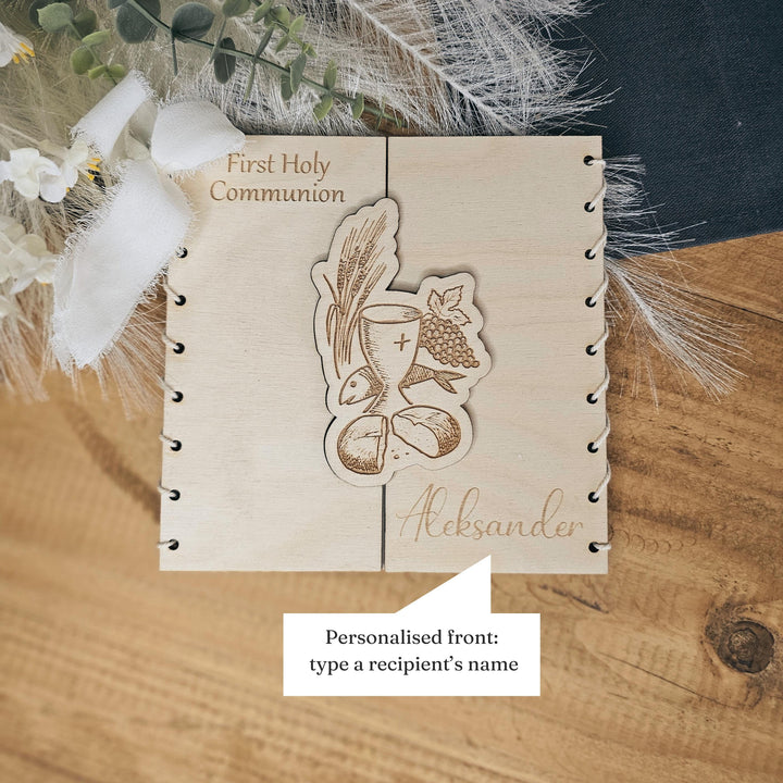 Personalised Wooden First Holy Communion Card Keepsake Gift, Chalice