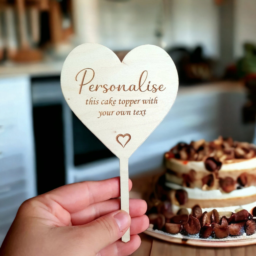 Personalised Wooden Cake Topper - Birthday, Weddings, Anniversary, Baptism, First Holy Communion