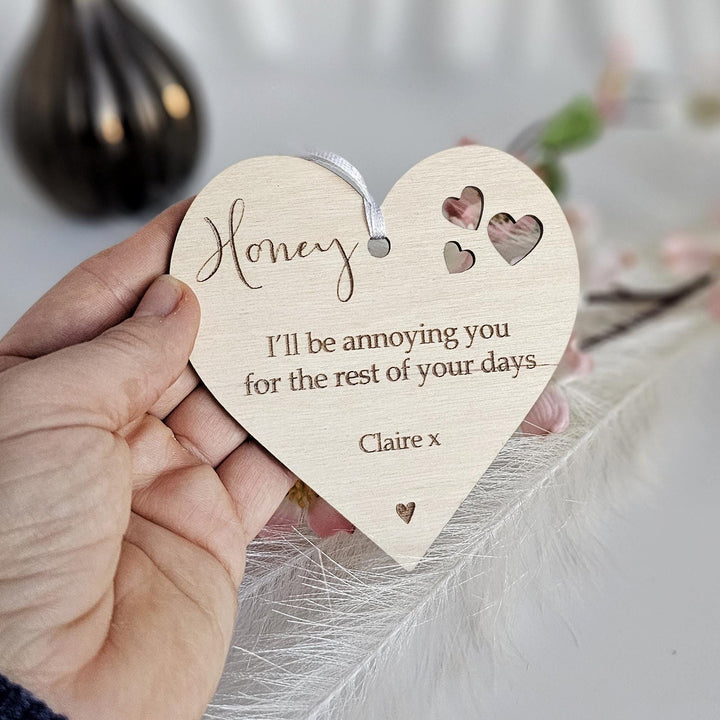 Personalised Wooden Car Mirror Pendant - Valentines Day Gift for Driving Partner