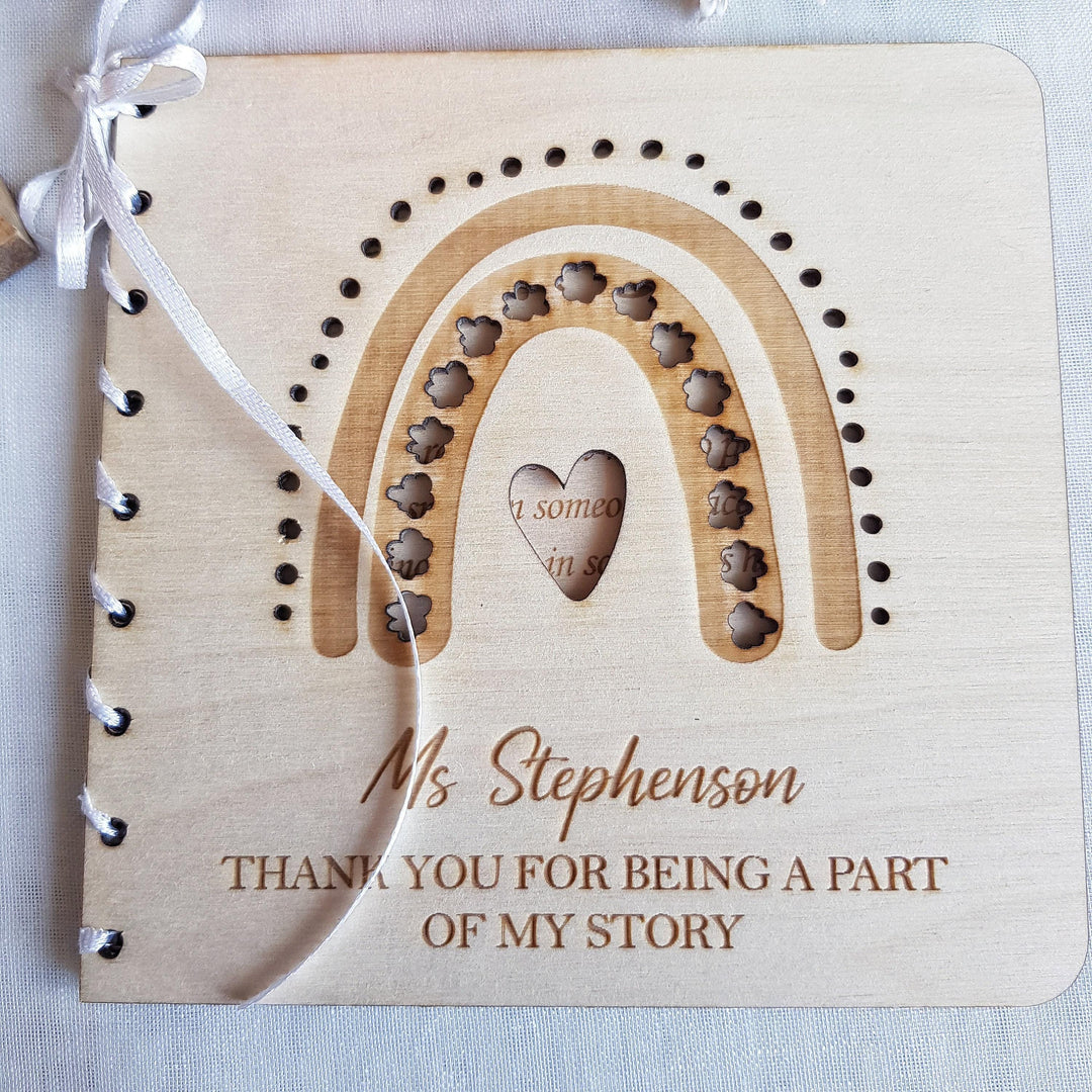 Personalized Wooden Rainbow Card for Teachers - End of School Keepsake Gift