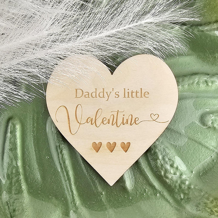 Wooden Baby Announcement Daddy's little Valentine | Milestone Card / Discs Photo Prop Plaque | Social Media Flat Lay Prop