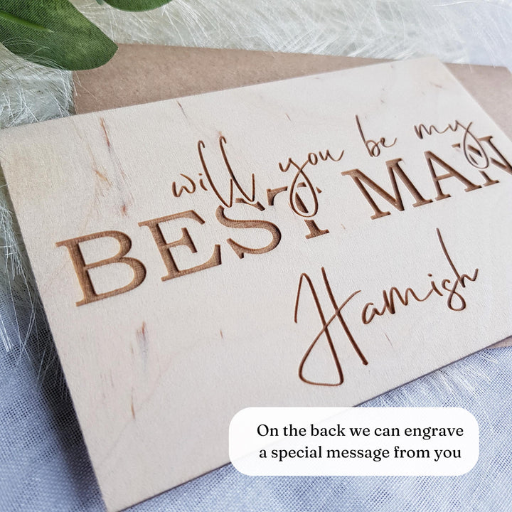 Best Man Wooden Card - Personalised Wedding Proposal Keepsake - Will you be my Usher