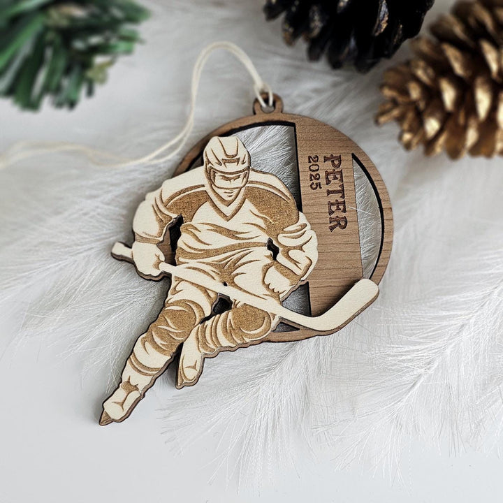 Personalised Hockey Ornament – Christmas Tree Wooden Sports Gift Keepsake
