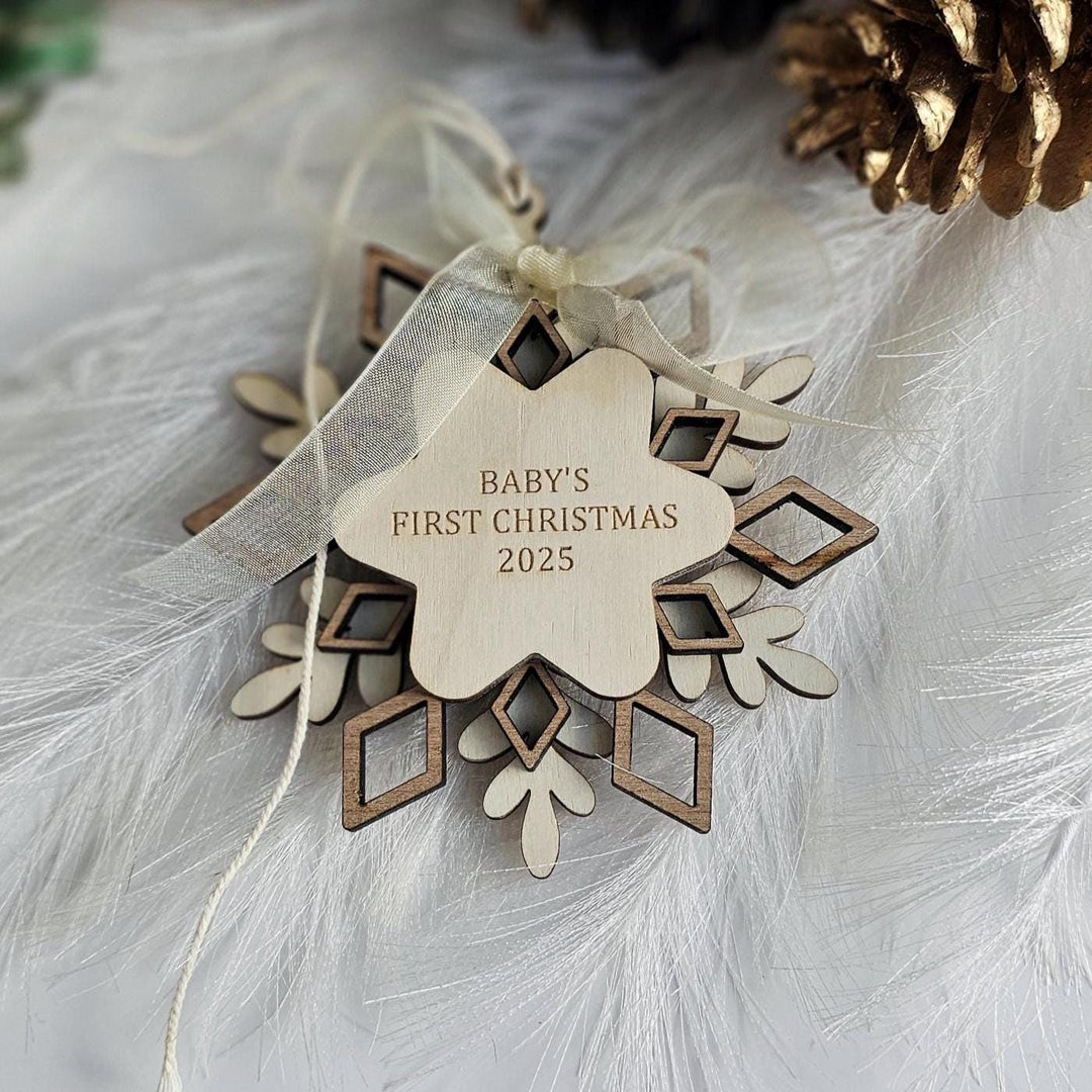 Baby’s First Christmas Ornament – Personalised Wooden Keepsake Decoration