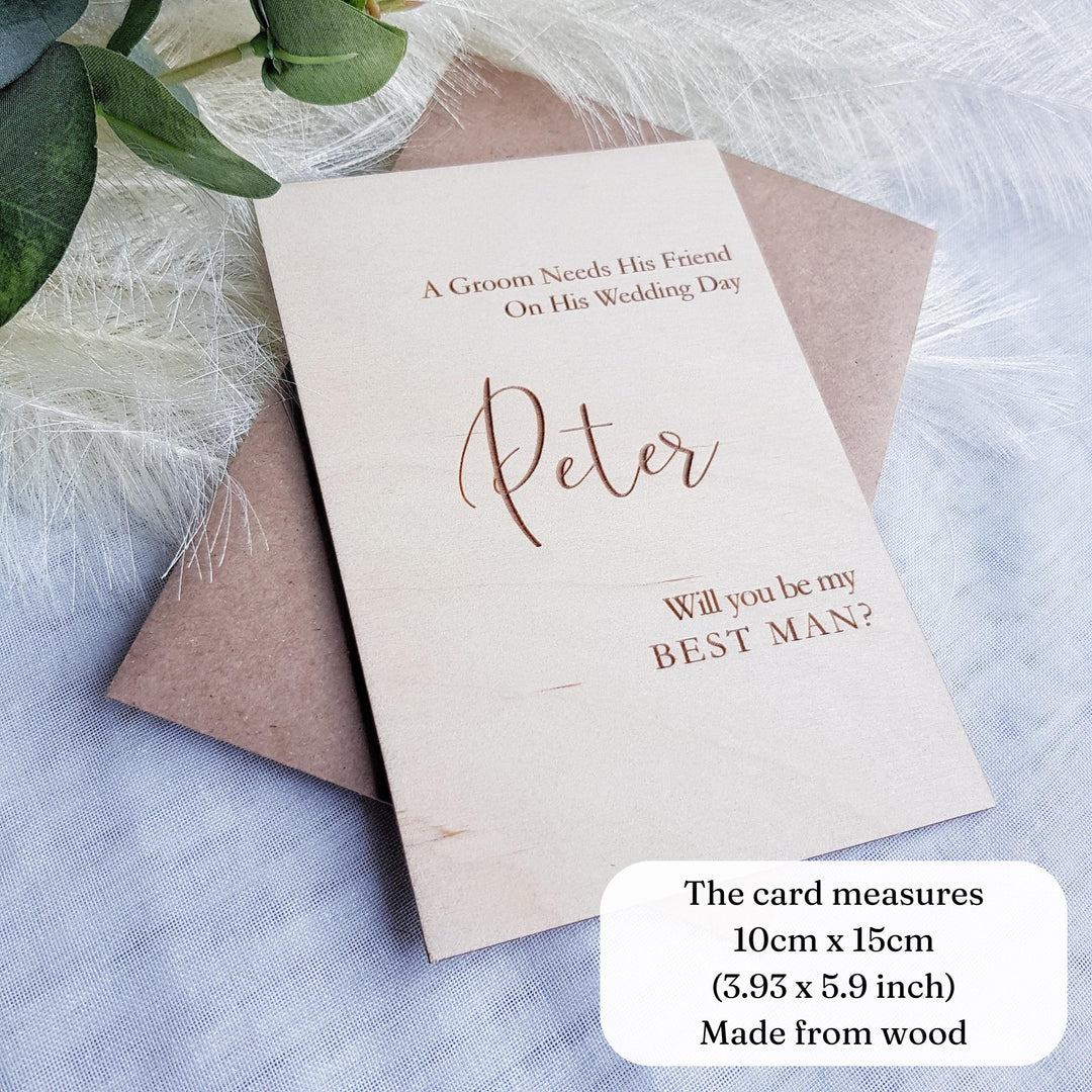 Best Man Wooden Card - Personalised Wedding Proposal Keepsake - Will you be my Usher